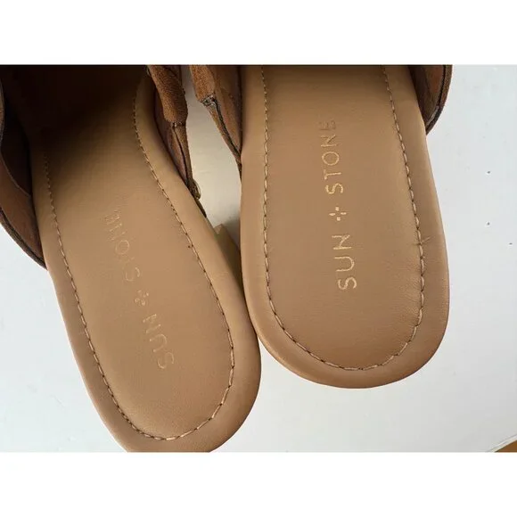 Sun + Stone Taanya Platform Clog Mules Studded in Brown Micro Suede Size 11 - Picture 11 of 11